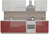Кухонный гарнитур ВерсоМебель ВерсоЛайн 4-2.4 (белый 001/рубиново-красный 600) - 