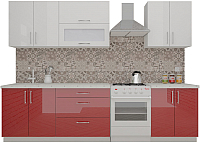 Кухонный гарнитур ВерсоМебель ВерсоЛайн 4-2.3 (белый 001/бургундский 602) - 