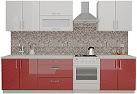 Кухонный гарнитур ВерсоМебель ВерсоЛайн 4-2.4 (белый 001/бургундский 602) - 
