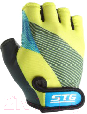 Велоперчатки STG Х87910 (XL, черный/салатовый/синий)