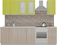 Кухонный гарнитур ВерсоМебель ВерсоЛайн 5-1.9 (зеленый лайм/ясень шимо светлый) - 