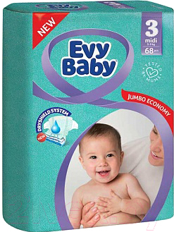Подгузники детские Evy Baby Midi (68шт)
