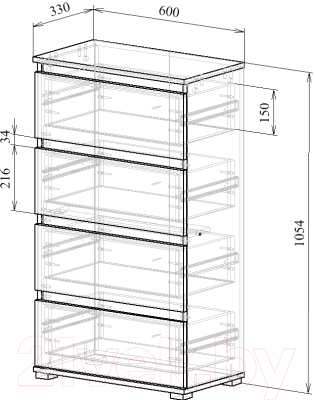 Комод MFMaster Триверо-41 / МСТ-КДТ-41-ВМ-16 (венге)