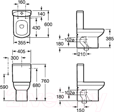 Унитаз напольный Roca Dama Senso Compacto 734151B000 + 342518000 + ZRU9302991