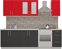 Кухонный гарнитур ВерсоМебель ВерсоЛайн 5-2.0 (красный чили/антрацит) - 