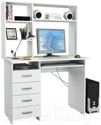 Компьютерный стол MFMaster Милан-3 / М-3Н-БТ (белый)