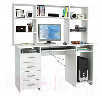 Компьютерный стол MFMaster Милан-6П / М-6ПН-БТ (белый)