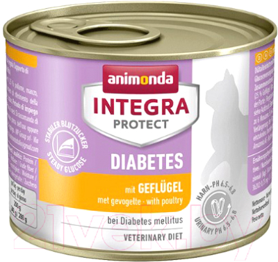 Влажный корм для кошек Animonda Integra Protect Diabetes с домашней птицей / 86842 (200г)