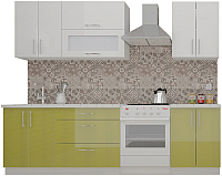 Кухонный гарнитур ВерсоМебель ВерсоЛайн 8-2.0 (белый 001/оливковый 004) - 