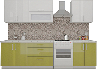 Кухонный гарнитур ВерсоМебель ВерсоЛайн 8-2.3 (белый 001/оливковый 004) - 