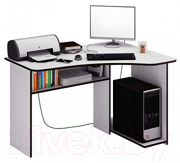Компьютерный стол MFMaster Триан-1 правый / МСТ-УСТ-01-БТ-16-ПР (белый)