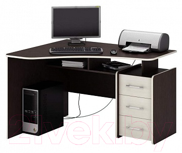 Письменный стол MFMaster Триан-5 / МСТ-УСТ-05-ВМ-ДМ-16 (левый, венге/дуб молочный)