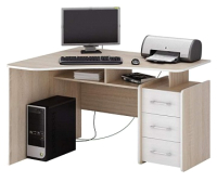 Письменный стол MFMaster Триан-5 левый / МСТ-УСТ-05-ДС-БТ-16 (дуб сонома/белый) - 