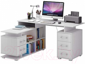 Письменный стол MFMaster Барди-3 / МСТ-УСБ-03-БТ-16 (белый)