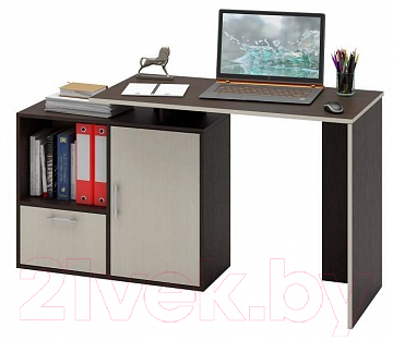 Письменный стол MFMaster Слим-3 / МСТ-ССЛ-03-ВМ-ДМ-16 (венге/дуб молочный)