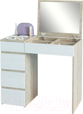 Туалетный столик с зеркалом MFMaster Триверо-1 / МСТ-ТСТ-01-СБ-16 (дуб сонома/белый)