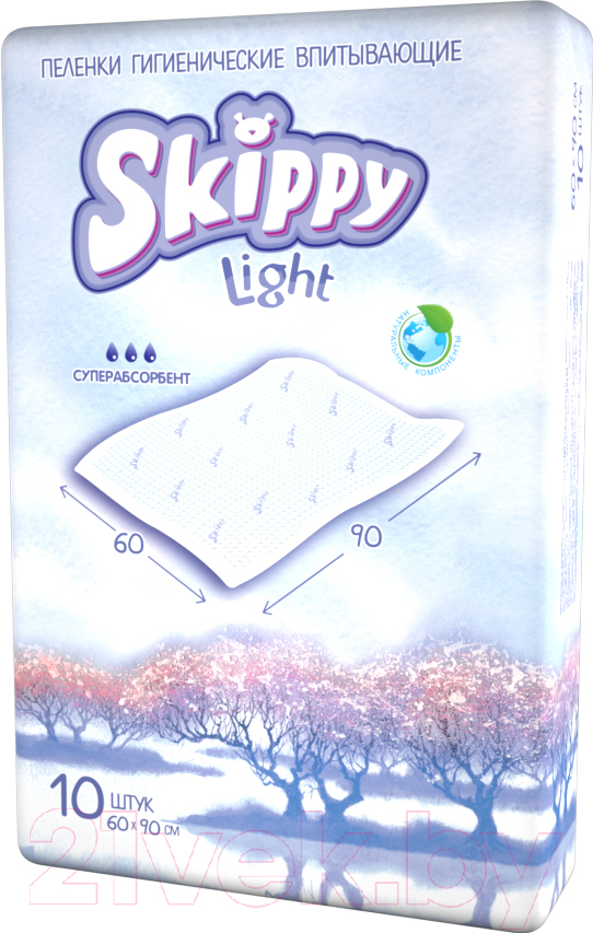 Набор пеленок одноразовых детских Skippy Light с суперабсорбентом 90x60 (60шт)