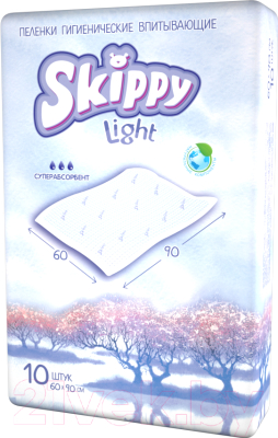Набор пеленок одноразовых детских Skippy Light впитывающих с суперабсорбентом 90x60 (60шт)