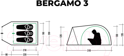 Палатка Trek Planet Bergamo 3 / 70205 (зеленый)