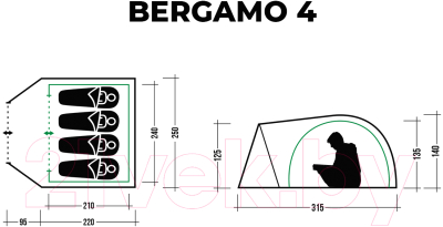 Палатка Trek Planet Bergamo 4 / 70206 (зеленый)