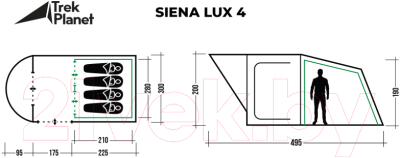 Палатка Trek Planet Siena Lux 4 / 70244 (зеленый)