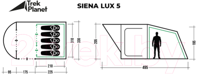 Палатка Trek Planet Siena Lux 5 / 70249 (зеленый)