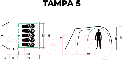 Палатка Trek Planet Tampa 5 / 70218 (зеленый)