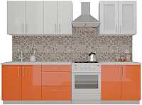 Кухонный гарнитур ВерсоМебель ВерсоЛайн 7-2.2 (белый 001/яркий оранжевый 008) - 