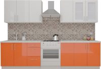 Готовая кухня ВерсоМебель ВерсоЛайн 7-2.4 (белый 001/яркий оранжевый 008) - 