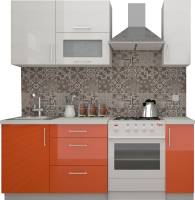 Готовая кухня ВерсоМебель ВерсоЛайн 8-1.4 (белый 001/яркий оранжевый 008) - 