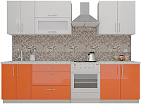 Кухонный гарнитур ВерсоМебель ВерсоЛайн 8-2.2 (белый 001/яркий оранжевый 008) - 