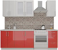Кухонный гарнитур ВерсоМебель ВерсоЛайн 7-1.8 (белый 001/красный 009) - 
