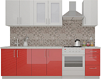 Кухонный гарнитур ВерсоМебель ВерсоЛайн 7-2.0 (белый 001/красный 009) - 