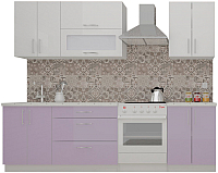 Кухонный гарнитур ВерсоМебель ВерсоЛайн 8-2.0 (белый 001/вереск 010) - 