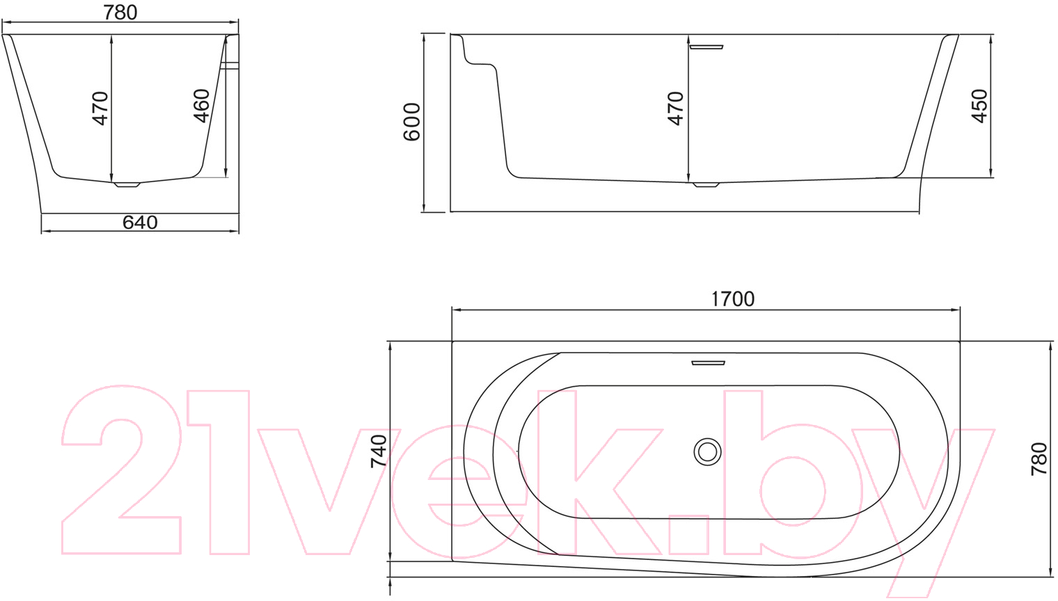 Ванна акриловая BelBagno BB410-1700-780-L