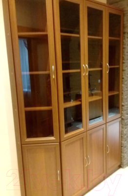 Шкаф-пенал с витриной Уют Сервис Гарун 203 (ясень шимо) - Фото образца шкафа