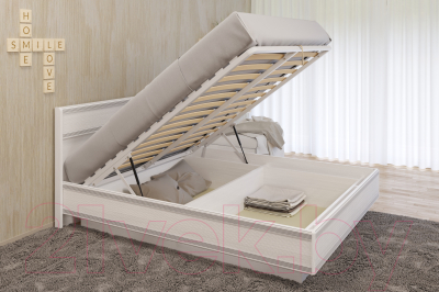 Двуспальная кровать Лером Карина КР-1003-СЯ 160х200 (ясень снежный)