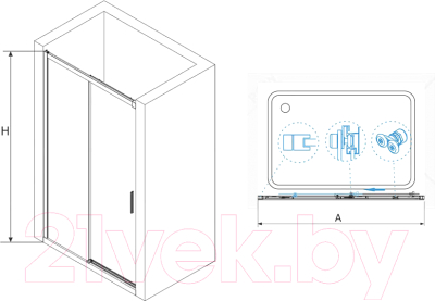 Изображение товара Душевая дверь RGW LE-12B / 34121215-14 (черный/прозрачное стекло)