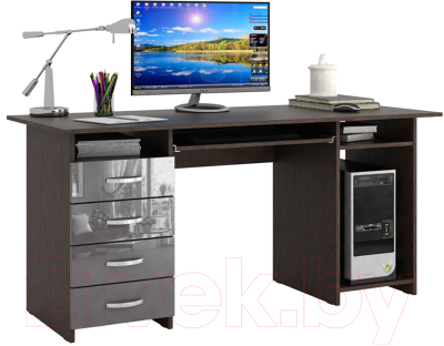 Компьютерный стол MFMaster Милан-6П / МСТ-СДМ-6П-ВГ-ГЛ (венге/серый)