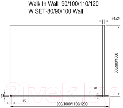 Душевая стенка Ravak ST Walk-In Wall 100 (GW9WA0C00Z1 + GWD01000A094)