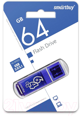 Usb flash накопитель SmartBuy Glossy Dark Blue 64GB (SB64GBGS-DB)