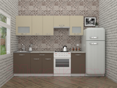 Кухонный гарнитур ВерсоМебель Эко-5 2.4 (латте/бежевый)