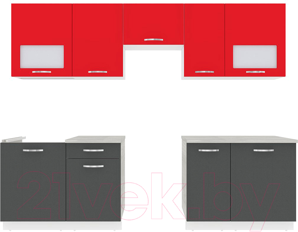 Готовая кухня ВерсоМебель Эко-5 2.6 (антрацит/красный чили)
