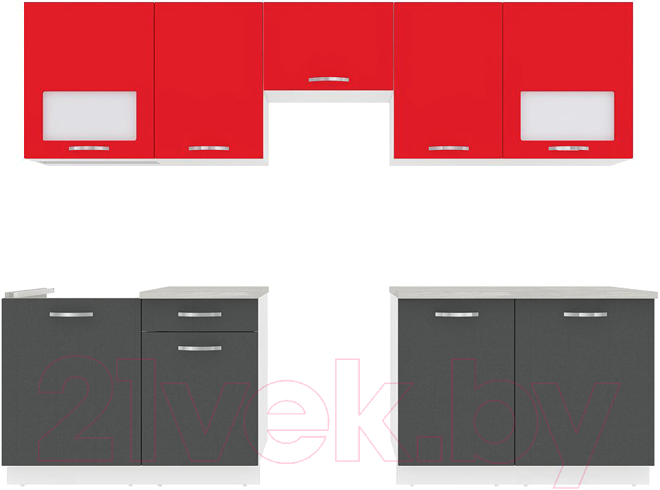 Готовая кухня ВерсоМебель Эко-5 2.7 (антрацит/красный чили)
