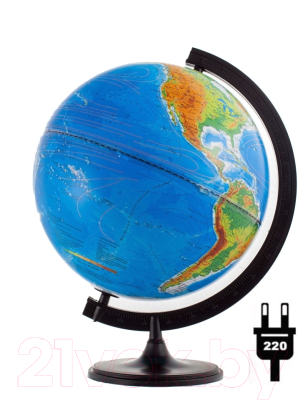 Глобус Глобусный мир Физико-политический / 10095 (32см, с подсветкой на круглой подставке)