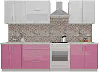 Кухонный гарнитур ВерсоМебель ВерсоЛайн 8-2.2 (белый 001/розовый 011) - 