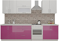 Кухонный гарнитур ВерсоМебель ВерсоЛайн 8-2.4 (белый 001/лиловый 012) - 