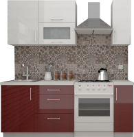 Кухонный гарнитур ВерсоМебель ВерсоЛайн 8-1.4 (белый 001/темно-красный 018) - 
