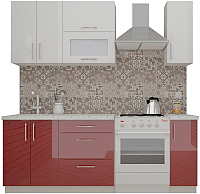 Кухонный гарнитур ВерсоМебель ВерсоЛайн 8-1.5 (белый 001/темно-красный 018) - 