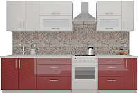 Кухонный гарнитур ВерсоМебель ВерсоЛайн 8-2.5 (белый 001/темно-красный 018) - 
